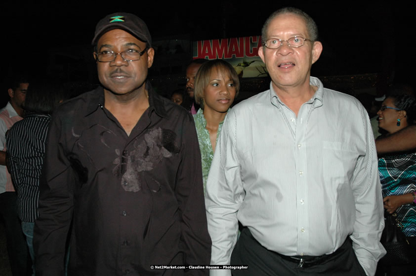 The Hon. Orette Bruce Goldwin, M.P., Prime Minister of Jamaica, Minister of Tourism, Hon. Edmund Bartlett, and Director of Tourism, Basil Smith at the Air Jamaica Jazz and Blues Festival 2008 The Art of Music - Thrusday, January 24, 2008 - Air Jamaica Jazz & Blues 2008 The Art of Music venue at the Aqaueduct on Rose Hall Resort & Counrty Club, Montego Bay, St. James, Jamaica W.I. - Thursday, January 24 - Saturday, January 26, 2008 - Photographs by Net2Market.com - Claudine Housen & Barry J. Hough Sr, Photographers - Negril Travel Guide, Negril Jamaica WI - http://www.negriltravelguide.com - info@negriltravelguide.com...!