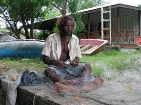 Bluefield Fisherman Repairing Nets - Negril Chamber of Commerce Community Guide Training Programme Photos - Negril Travel Guide, Negril Jamaica WI - http://www.negriltravelguide.com - info@negriltravelguide.com...!