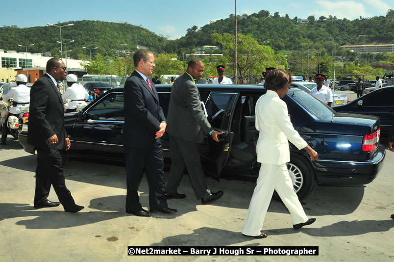 The Unveiling Of The Commemorative Plaque By The Honourable Prime Minister, Orette Bruce Golding, MP, And Their Majesties, King Juan Carlos I And Queen Sofia Of Spain - On Wednesday, February 18, 2009, Marking The Completion Of The Expansion Of Sangster International Airport, Venue at Sangster International Airport, Montego Bay, St James, Jamaica - Wednesday, February 18, 2009 - Photographs by Net2Market.com - Barry J. Hough Sr, Photographer/Photojournalist - Negril Travel Guide, Negril Jamaica WI - http://www.negriltravelguide.com - info@negriltravelguide.com...!