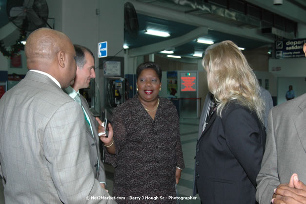 Minister of Tourism, Hon. Edmund Bartlett - Director of Tourism, Basil Smith, and Mayor of Montego Bay, Councilor Charles Sinclair Launch of Winter Tourism Season at Sangster International Airport, Saturday, December 15, 2007 - Sangster International Airport - MBJ Airports Limited, Montego Bay, Jamaica W.I. - Photographs by Net2Market.com - Barry J. Hough Sr, Photographer - Negril Travel Guide, Negril Jamaica WI - http://www.negriltravelguide.com - info@negriltravelguide.com...!