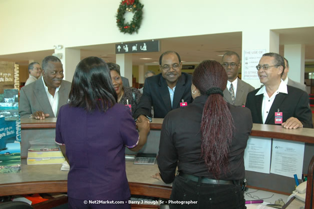 Minister of Tourism, Hon. Edmund Bartlett - Director of Tourism, Basil Smith, and Mayor of Montego Bay, Councillor Charles Sinclair Launch of Winter Tourism Season at Sangster International Airport, Saturday, December 15, 2007 - Sangster International Airport - MBJ Airports Limited, Montego Bay, Jamaica W.I. - Photographs by Net2Market.com - Barry J. Hough Sr, Photographer - Negril Travel Guide, Negril Jamaica WI - http://www.negriltravelguide.com - info@negriltravelguide.com...!