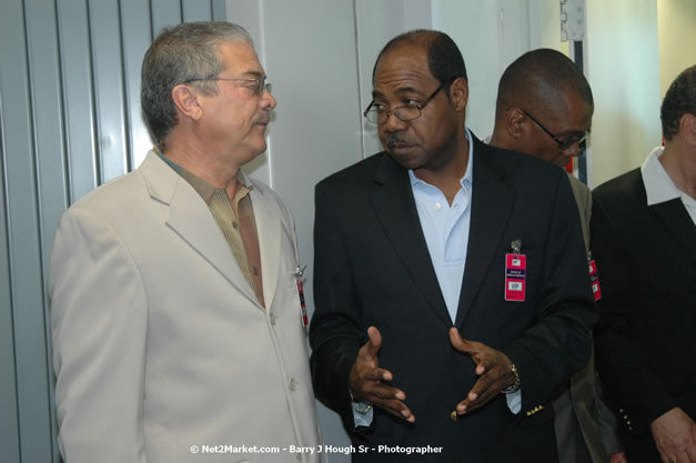 Minister of Tourism, Hon. Edmund Bartlett - Director of Tourism, Basil Smith, and Mayor of Montego Bay, Councillor Charles Sinclair Launch of Winter Tourism Season at Sangster International Airport, Saturday, December 15, 2007 - Sangster International Airport - MBJ Airports Limited, Montego Bay, Jamaica W.I. - Photographs by Net2Market.com - Barry J. Hough Sr, Photographer - Negril Travel Guide, Negril Jamaica WI - http://www.negriltravelguide.com - info@negriltravelguide.com...!