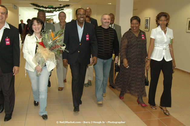 Minister of Tourism, Hon. Edmund Bartlett - Director of Tourism, Basil Smith, and Mayor of Montego Bay, Councillor Charles Sinclair Launch of Winter Tourism Season at Sangster International Airport, Saturday, December 15, 2007 - Sangster International Airport - MBJ Airports Limited, Montego Bay, Jamaica W.I. - Photographs by Net2Market.com - Barry J. Hough Sr, Photographer - Negril Travel Guide, Negril Jamaica WI - http://www.negriltravelguide.com - info@negriltravelguide.com...!