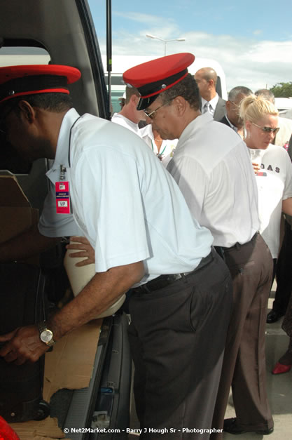 Minister of Tourism, Hon. Edmund Bartlett - Director of Tourism, Basil Smith, and Mayor of Montego Bay, Councillor Charles Sinclair Launch of Winter Tourism Season at Sangster International Airport, Saturday, December 15, 2007 - Sangster International Airport - MBJ Airports Limited, Montego Bay, Jamaica W.I. - Photographs by Net2Market.com - Barry J. Hough Sr, Photographer - Negril Travel Guide, Negril Jamaica WI - http://www.negriltravelguide.com - info@negriltravelguide.com...!