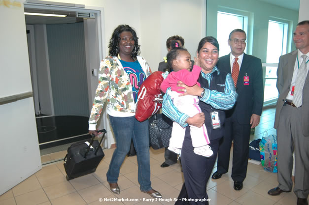 MBJ Airports Limited Welcomes WestJet Airlines - Inaugural Scheduled Service From Toronto Pearsons International Airport - Monday, December 10, 2007 - Sangster International Airport - MBJ Airports Limited, Montego Bay, Jamaica W.I. - Photographs by Net2Market.com - Barry J. Hough Sr, Photographer - Negril Travel Guide, Negril Jamaica WI - http://www.negriltravelguide.com - info@negriltravelguide.com...!