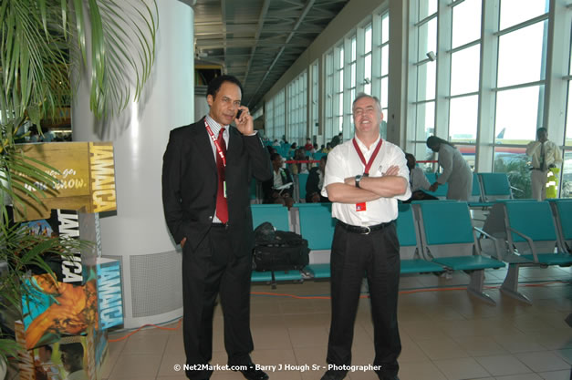 MBJ Airports Limited Welcomes WestJet Airlines - Inaugural Scheduled Service From Toronto Pearsons International Airport - Monday, December 10, 2007 - Sangster International Airport - MBJ Airports Limited, Montego Bay, Jamaica W.I. - Photographs by Net2Market.com - Barry J. Hough Sr, Photographer - Negril Travel Guide, Negril Jamaica WI - http://www.negriltravelguide.com - info@negriltravelguide.com...!