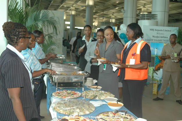 MBJ Airports Limited Welcomes WestJet Airlines - Inaugural Scheduled Service From Toronto Pearsons International Airport - Monday, December 10, 2007 - Sangster International Airport - MBJ Airports Limited, Montego Bay, Jamaica W.I. - Photographs by Net2Market.com - Barry J. Hough Sr, Photographer - Negril Travel Guide, Negril Jamaica WI - http://www.negriltravelguide.com - info@negriltravelguide.com...!