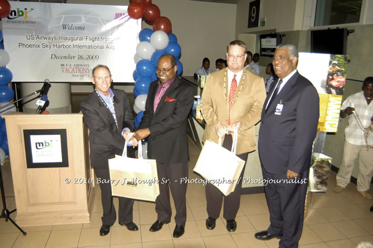 US Airways Inaugurtes New Service from Phoenix Sky Harbor International Airport to Sangster International Airport, Friday, December 18, 2009, Sangster International Airport, Montego Bay, St. James, Jamaica W.I. - Photographs by Net2Market.com - Barry J. Hough Sr, Photographer/Photojournalist - The Negril Travel Guide - Negril's and Jamaica's Number One Concert Photography Web Site with over 40,000 Jamaican Concert photographs Published -  Negril Travel Guide, Negril Jamaica WI - http://www.negriltravelguide.com - info@negriltravelguide.com...!