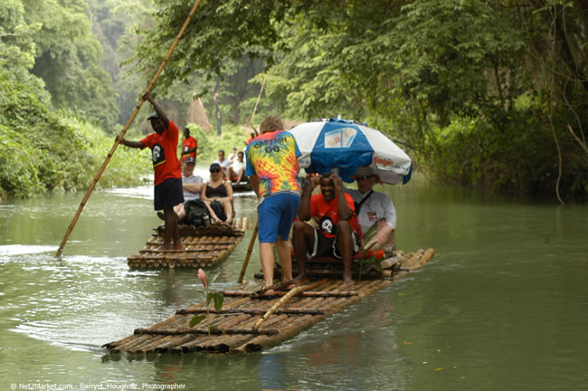 Rafting on the Martha Brae - Virgin Atlantic Inaugural Flight To Montego Bay, Jamaica Photos - Sir Richard Bronson, President & Family, and 450 Passengers - Rafting on the Martha Brae - Tuesday, July 4, 2006 - Negril Travel Guide, Negril Jamaica WI - http://www.negriltravelguide.com - info@negriltravelguide.com...!